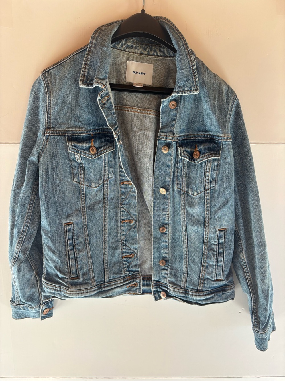 Old Navy Women’s Blue Jean Jacket Button Front Pockets Short Size M